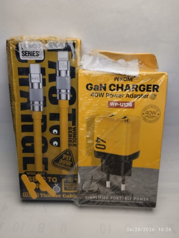 WEKOME GaN Charger 40W Power Adapter + Cable Bundle