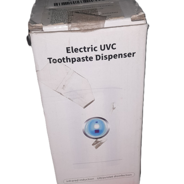 Electric UVC toothpaste dispenser with infrared induction and ultraviolet disinfection technology.