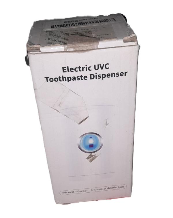 Electric UVC toothpaste dispenser with infrared induction and ultraviolet disinfection technology.