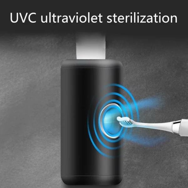 Electric UVC toothpaste dispenser with infrared induction and ultraviolet disinfection technology.