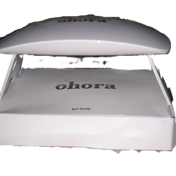 ohora-gel-lamp-nail-polish-curing-01 Ohora portable UV/LED gel lamp curing fingernails with semi-cured gel strips applied
