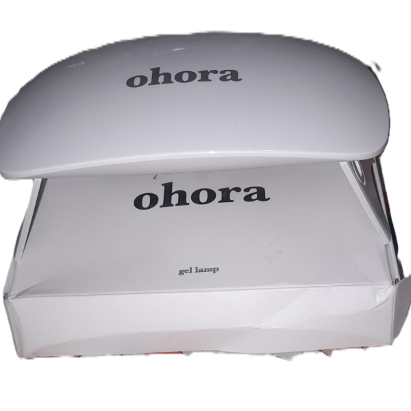 ohora-gel-lamp-nail-polish-curing-03 Ohora portable UV/LED gel lamp curing fingernails with semi-cured gel strips applied