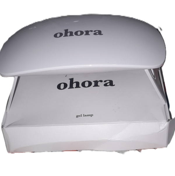 ohora-gel-lamp-nail-polish-curing-03 Ohora portable UV/LED gel lamp curing fingernails with semi-cured gel strips applied