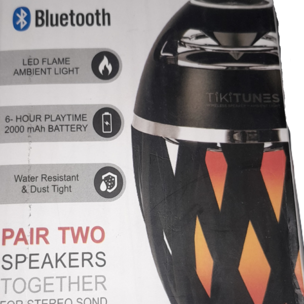 tikitunes-portable-bluetooth-5.0-speaker-with-ambient-led-torch-01 Limitless Innovations TikiTunes portable Bluetooth speaker with ambient LED flame effect light packaging