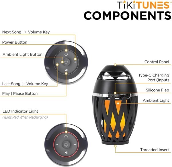tikitunes-portable-bluetooth-5.0-speaker-with-ambient-led-torch-11 Limitless Innovations TikiTunes Portable Bluetooth 5.0 Speaker with Ambient LED Flame Light