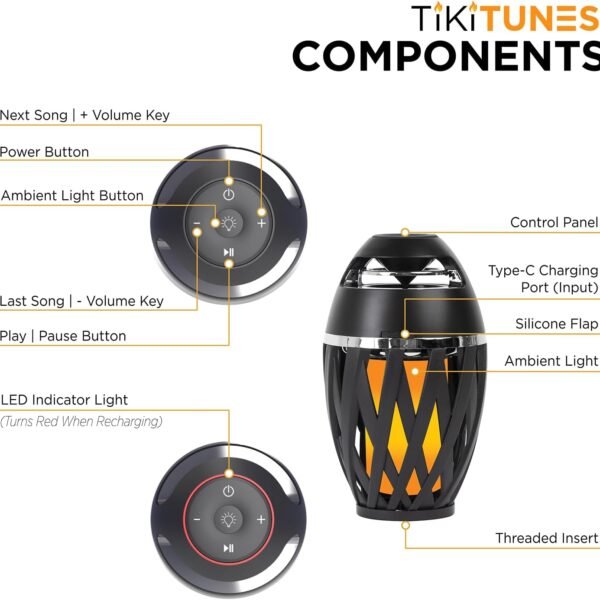 tikitunes-portable-bluetooth-5.0-speaker-with-ambient-led-torch-11 Limitless Innovations TikiTunes Portable Bluetooth 5.0 Speaker with Ambient LED Flame Light